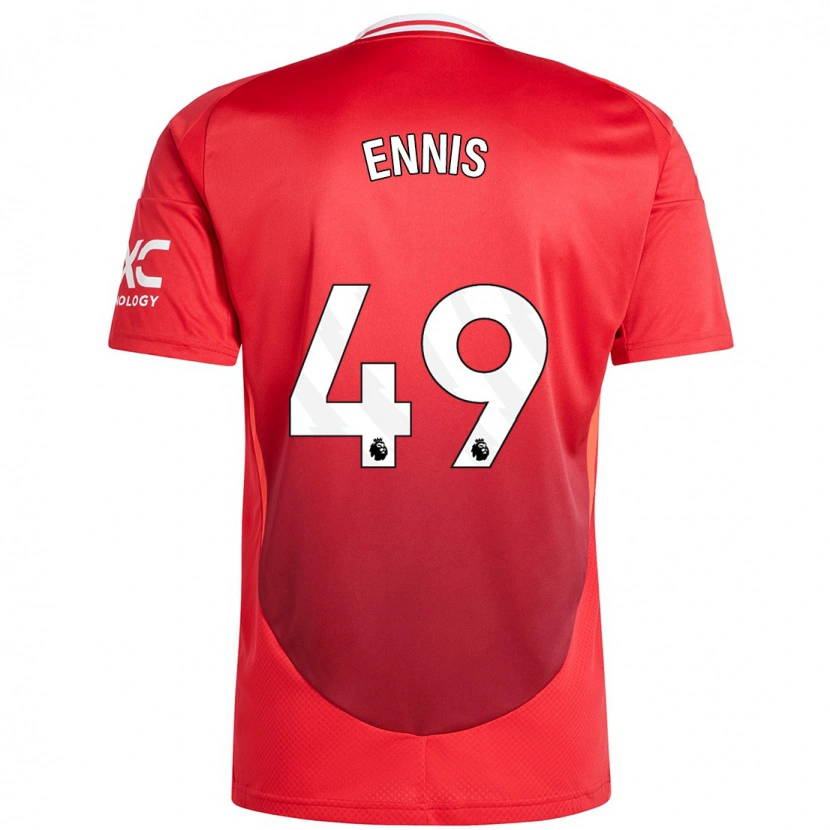 Danxen Hombre Camiseta Ethan Ennis #49 Rojo Brillante 1ª Equipación 2024/25 La Camisa México