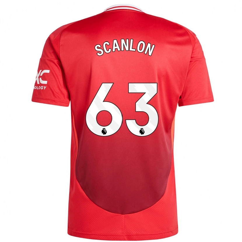 Danxen Hombre Camiseta James Scanlon #63 Rojo Brillante 1ª Equipación 2024/25 La Camisa México