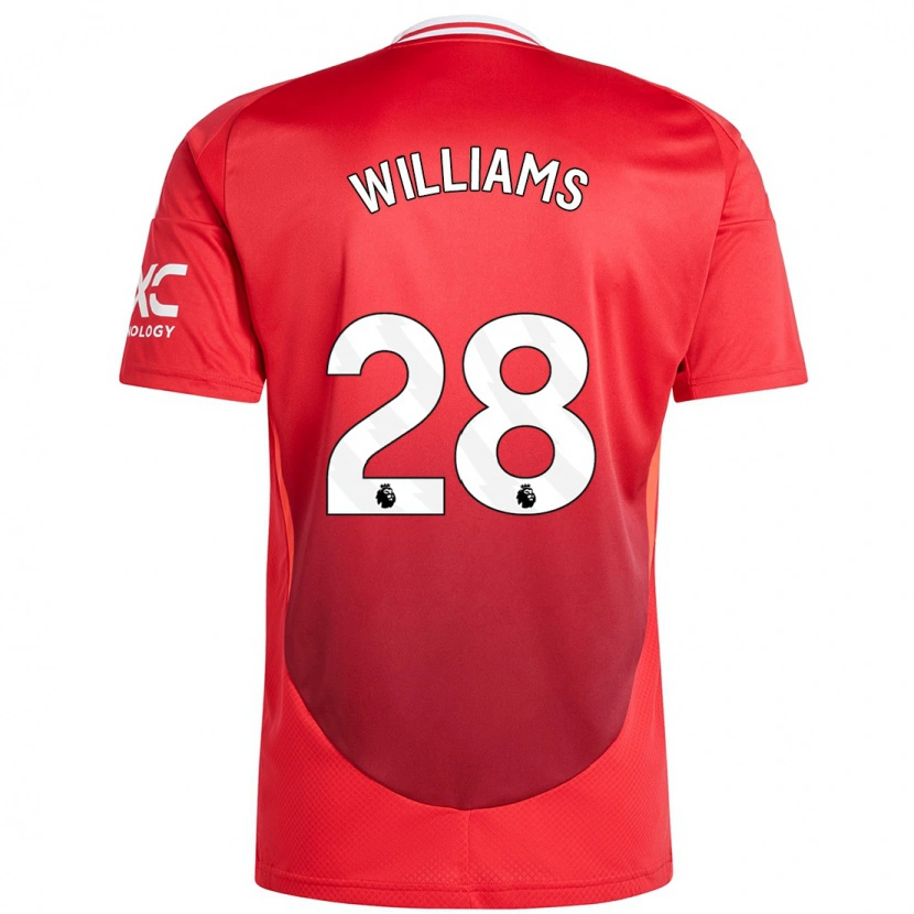 Danxen Hombre Camiseta Rachel Williams #28 Rojo Brillante 1ª Equipación 2024/25 La Camisa México