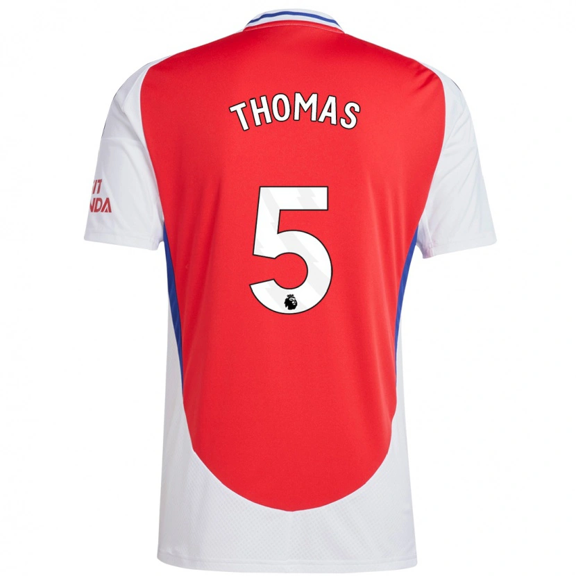 Danxen Hombre Camiseta Thomas Partey #5 Rojo Blanco 1ª Equipación 2024/25 La Camisa México