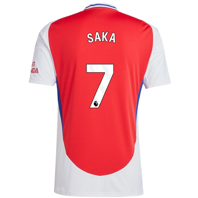 Danxen Hombre Camiseta Bukayo Saka #7 Rojo Blanco 1ª Equipación 2024/25 La Camisa México