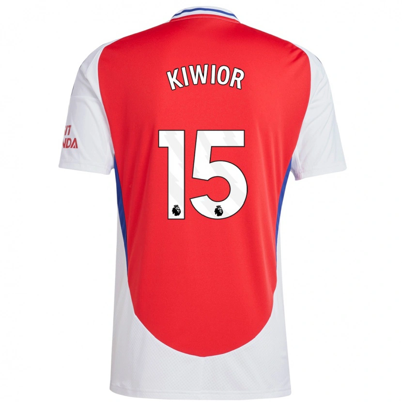 Danxen Hombre Camiseta Jakub Kiwior #15 Rojo Blanco 1ª Equipación 2024/25 La Camisa México