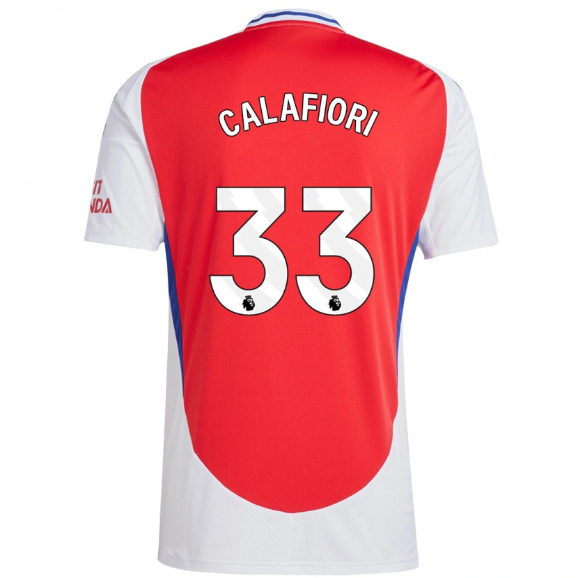 Danxen Hombre Camiseta Riccardo Calafiori #33 Rojo Blanco 1ª Equipación 2024/25 La Camisa México