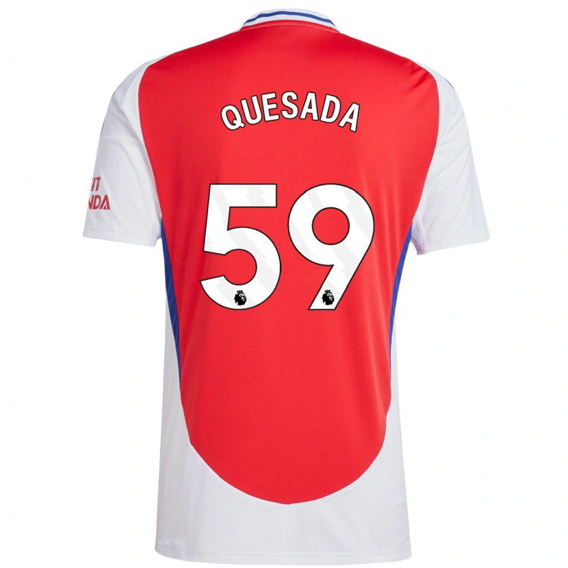Danxen Hombre Camiseta Elián Quesada #59 Rojo Blanco 1ª Equipación 2024/25 La Camisa México