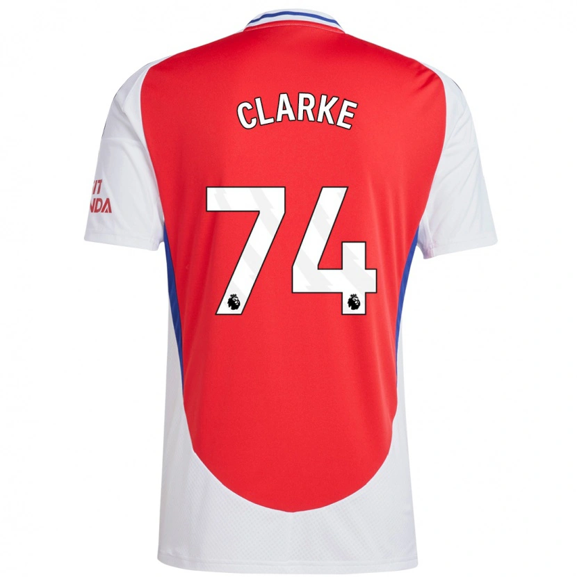 Danxen Hombre Camiseta Brayden Clarke #74 Rojo Blanco 1ª Equipación 2024/25 La Camisa México