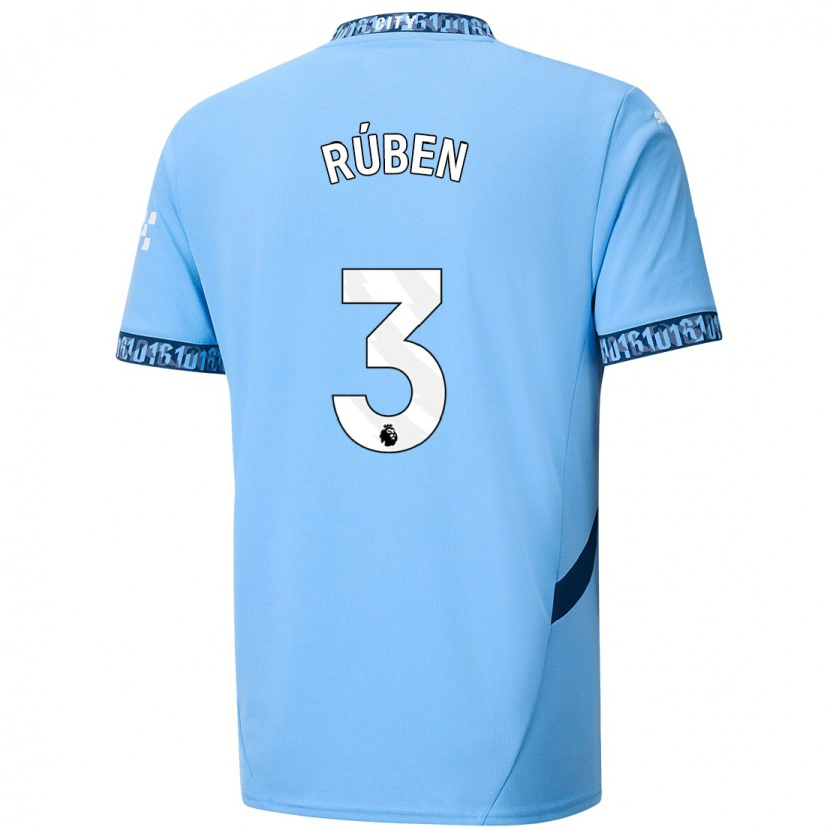 Danxen Hombre Camiseta Rúben Dias #3 Azul Marino 1ª Equipación 2024/25 La Camisa México