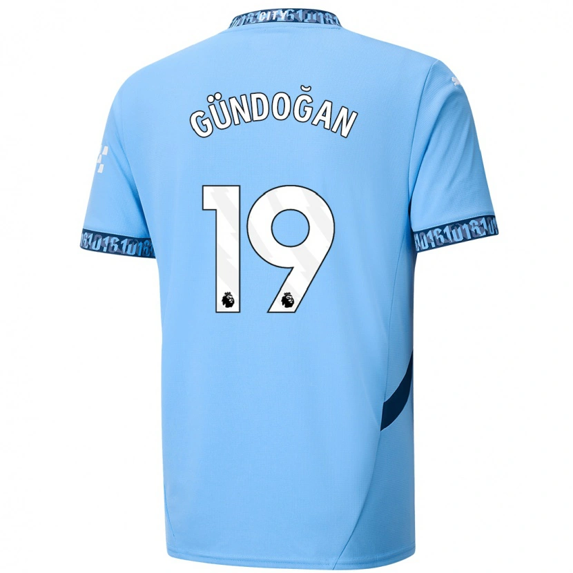 Danxen Hombre Camiseta İlkay Gündoğan #19 Azul Marino 1ª Equipación 2024/25 La Camisa México