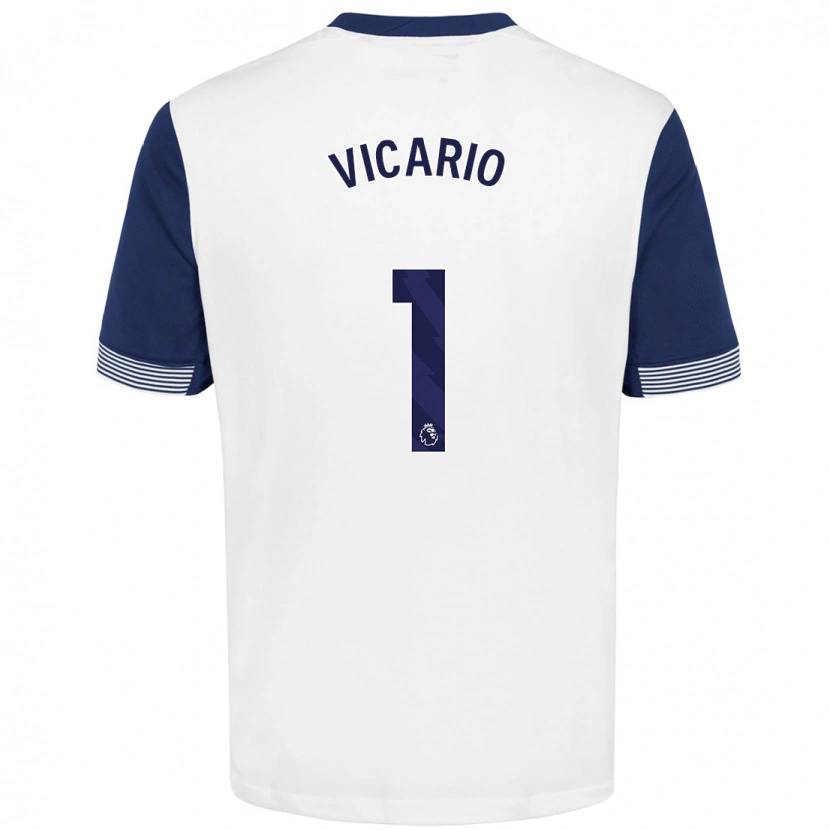 Danxen Hombre Camiseta Guglielmo Vicario #1 Blanco Azul 1ª Equipación 2024/25 La Camisa México