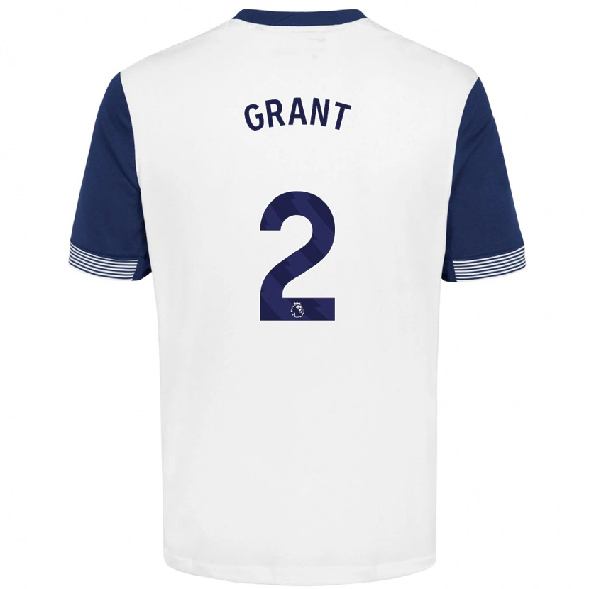 Danxen Hombre Camiseta Charlotte Grant #2 Blanco Azul 1ª Equipación 2024/25 La Camisa México