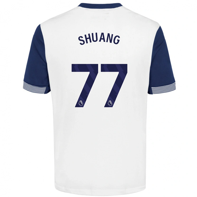 Danxen Hombre Camiseta Wang Shuang #77 Blanco Azul 1ª Equipación 2024/25 La Camisa México