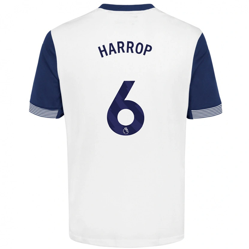 Danxen Hombre Camiseta Kerys Harrop #6 Blanco Azul 1ª Equipación 2024/25 La Camisa México