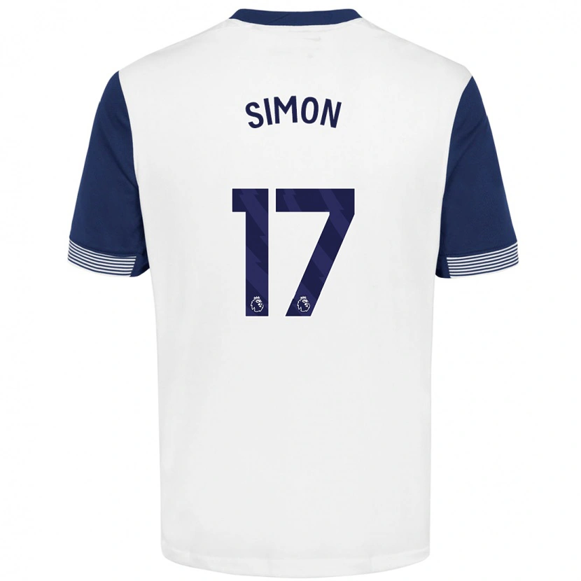Danxen Hombre Camiseta Kyah Simon #17 Blanco Azul 1ª Equipación 2024/25 La Camisa México