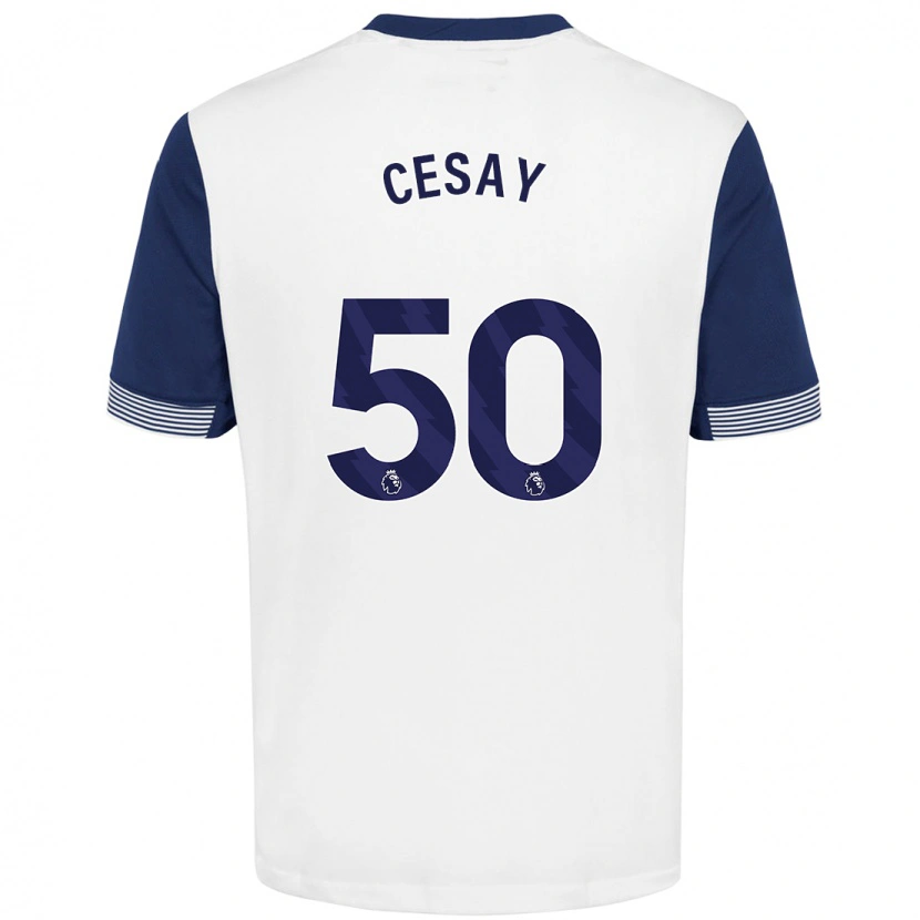 Danxen Hombre Camiseta Kallum Cesay #50 Blanco Azul 1ª Equipación 2024/25 La Camisa México