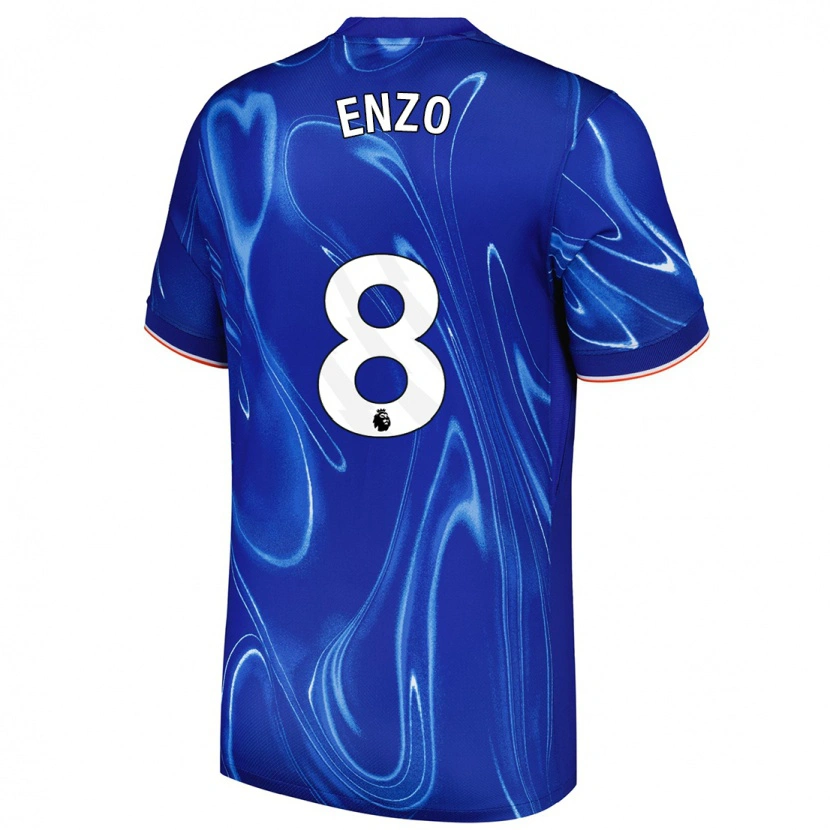 Danxen Hombre Camiseta Enzo Fernández #8 Azul Blanco 1ª Equipación 2024/25 La Camisa México