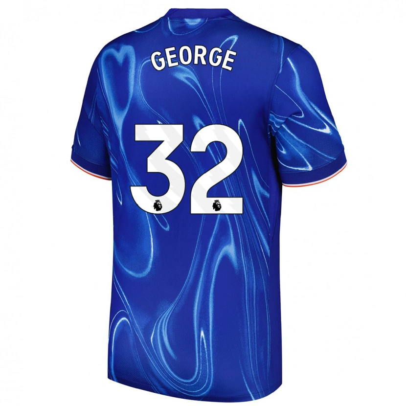 Danxen Hombre Camiseta Tyrique George #32 Azul Blanco 1ª Equipación 2024/25 La Camisa México