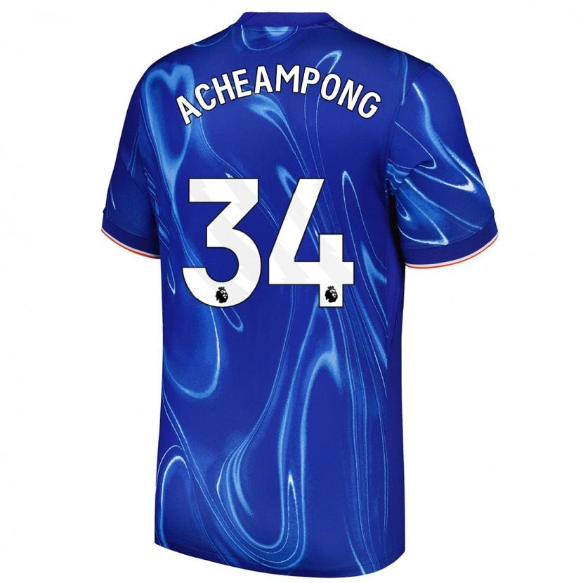 Danxen Hombre Camiseta Josh Acheampong #34 Azul Blanco 1ª Equipación 2024/25 La Camisa México