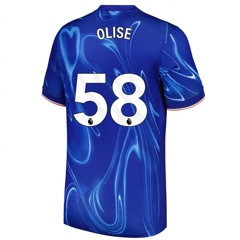 Danxen Hombre Camiseta Richard Olise #58 Azul Blanco 1ª Equipación 2024/25 La Camisa México