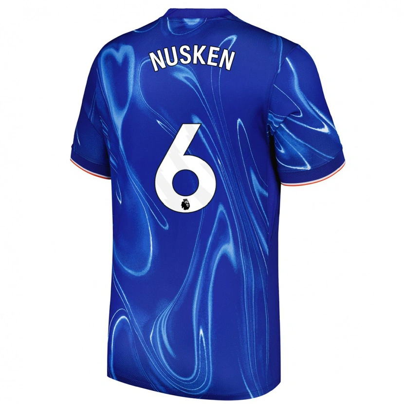 Danxen Hombre Camiseta Sjoeke Nüsken #6 Azul Blanco 1ª Equipación 2024/25 La Camisa México