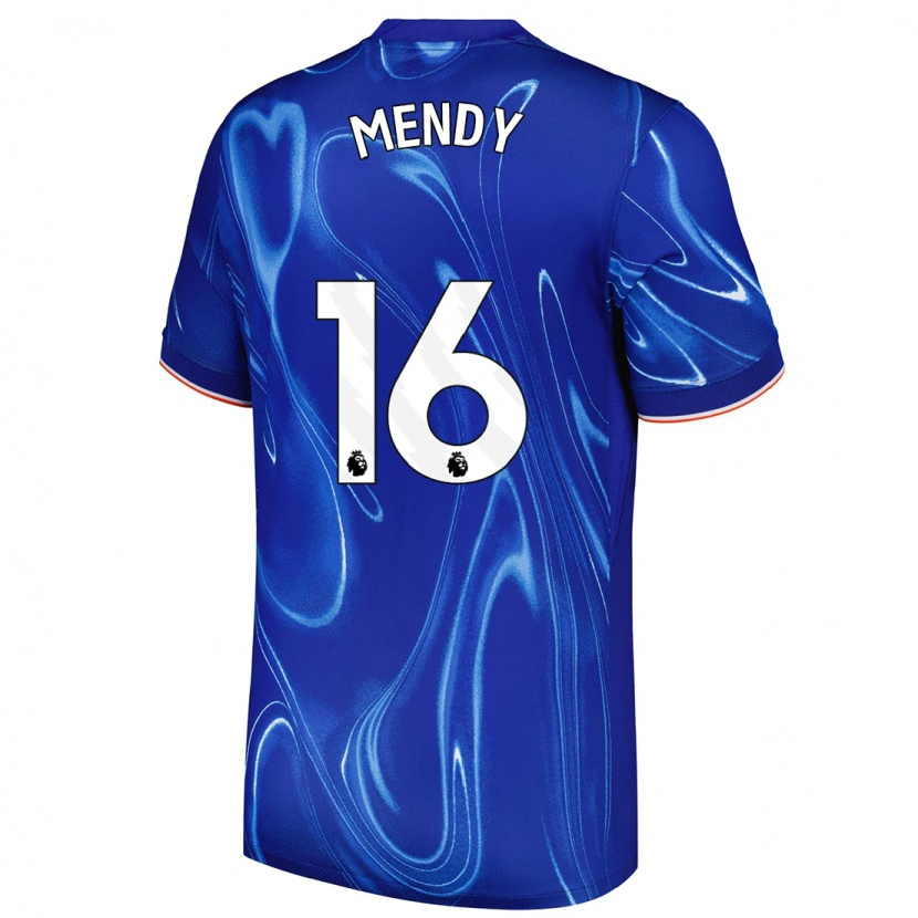 Danxen Hombre Camiseta Edouard Mendy #16 Azul Blanco 1ª Equipación 2024/25 La Camisa México