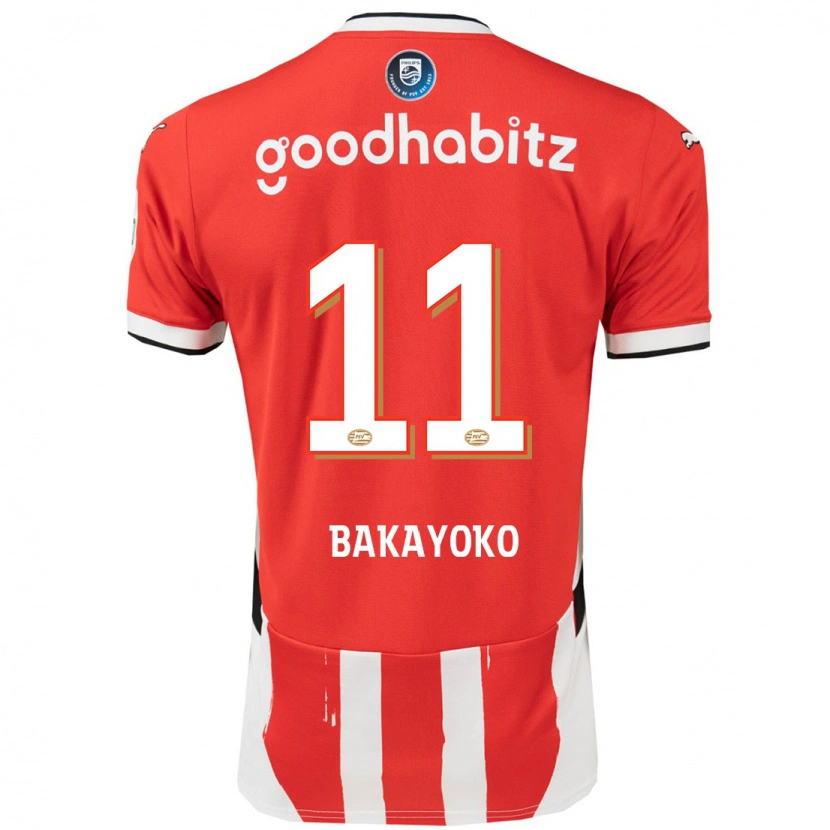Danxen Hombre Camiseta Johan Bakayoko #11 Rojo Blanco 1ª Equipación 2024/25 La Camisa México