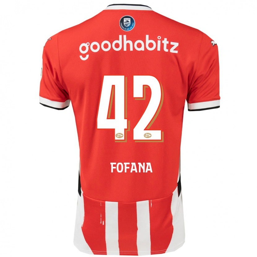 Danxen Hombre Camiseta Fodé Fofana #42 Rojo Blanco 1ª Equipación 2024/25 La Camisa México