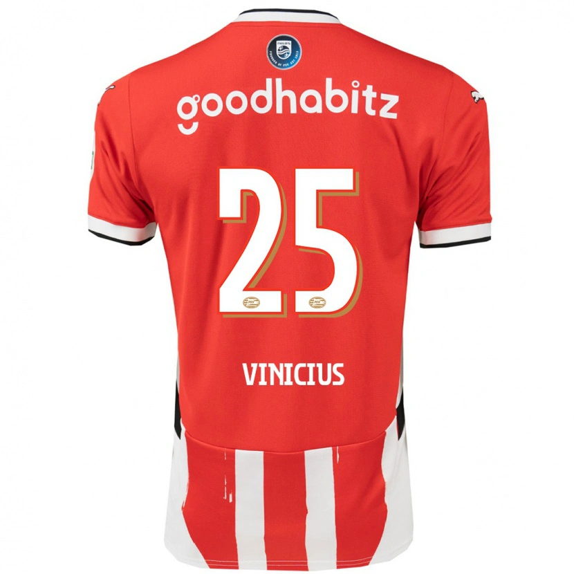 Danxen Hombre Camiseta Carlos Vinicius #25 Rojo Blanco 1ª Equipación 2024/25 La Camisa México