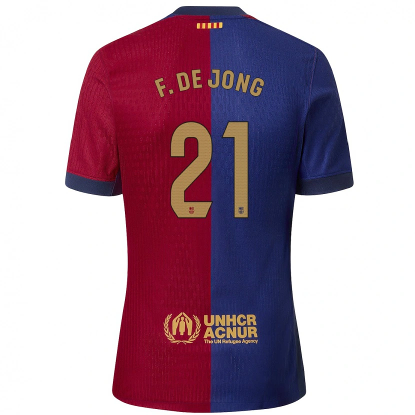 Danxen Hombre Camiseta Frenkie De Jong #21 Azul Rojo 1ª Equipación 2024/25 La Camisa México