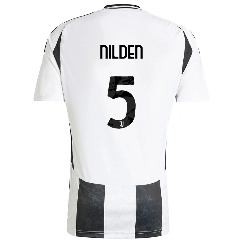 Danxen Hombre Camiseta Amanda Nilden #5 Blanco Negro 1ª Equipación 2024/25 La Camisa México