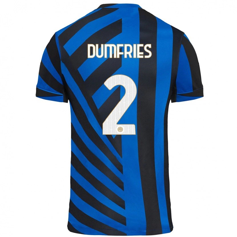 Danxen Hombre Camiseta Denzel Dumfries #2 Azul Negro 1ª Equipación 2024/25 La Camisa México