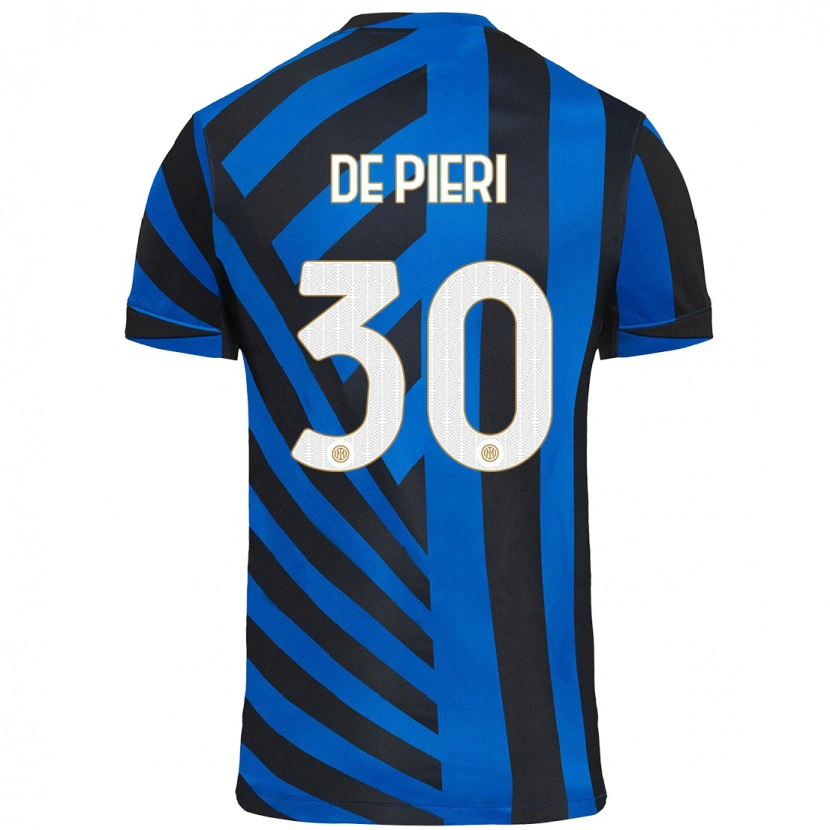 Danxen Hombre Camiseta Giacomo De Pieri #30 Azul Negro 1ª Equipación 2024/25 La Camisa México