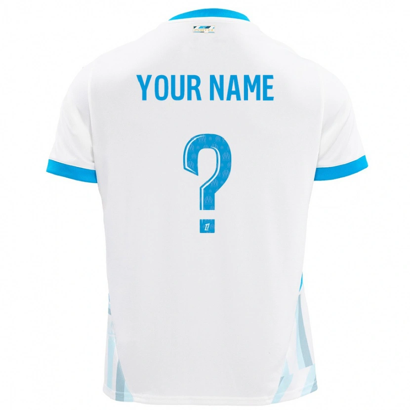 Danxen Hombre Camiseta Su Nombre #0 Blanco Azul Cielo 1ª Equipación 2024/25 La Camisa México