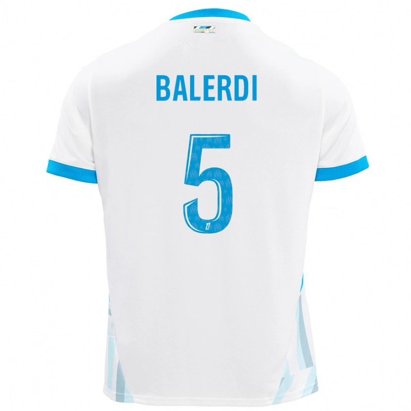 Danxen Hombre Camiseta Leonardo Balerdi #5 Blanco Azul Cielo 1ª Equipación 2024/25 La Camisa México