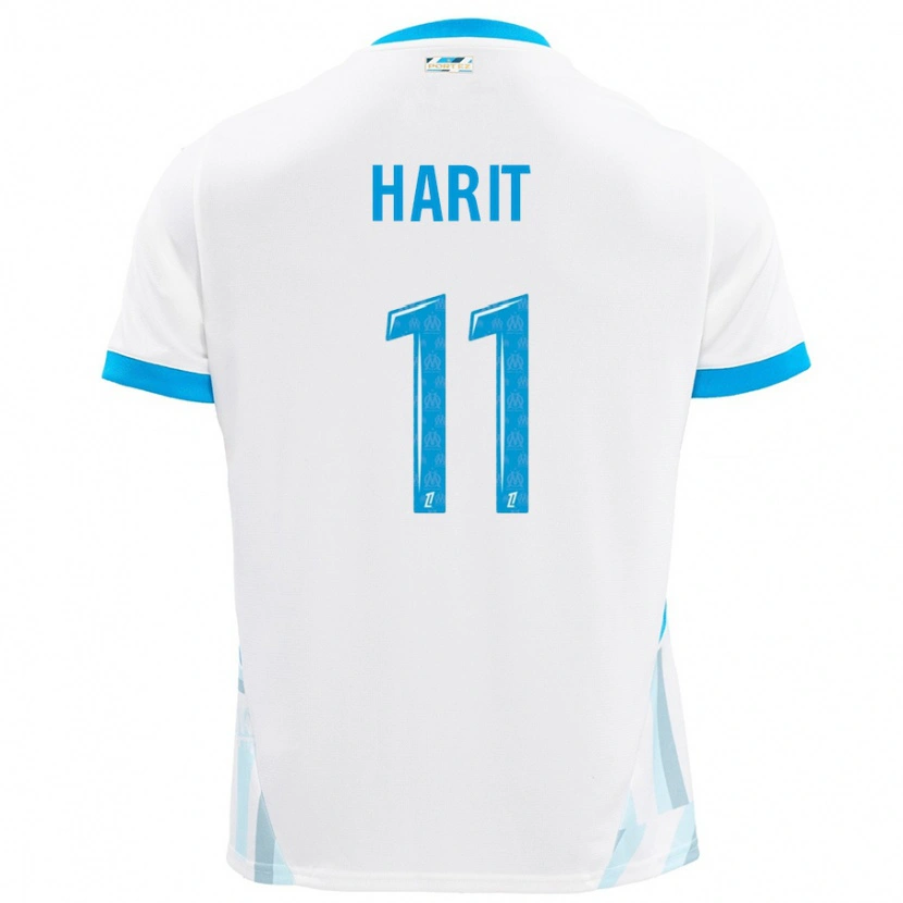 Danxen Hombre Camiseta Amine Harit #11 Blanco Azul Cielo 1ª Equipación 2024/25 La Camisa México