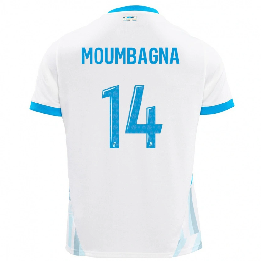 Danxen Hombre Camiseta Faris Moumbagna #14 Blanco Azul Cielo 1ª Equipación 2024/25 La Camisa México