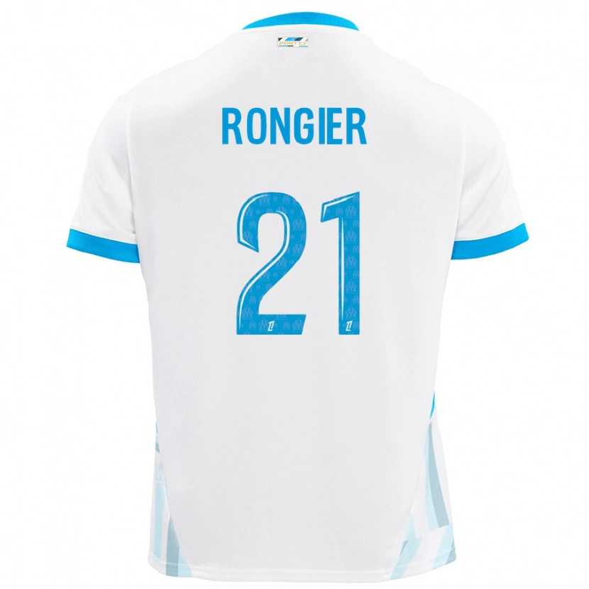 Danxen Hombre Camiseta Valentin Rongier #21 Blanco Azul Cielo 1ª Equipación 2024/25 La Camisa México