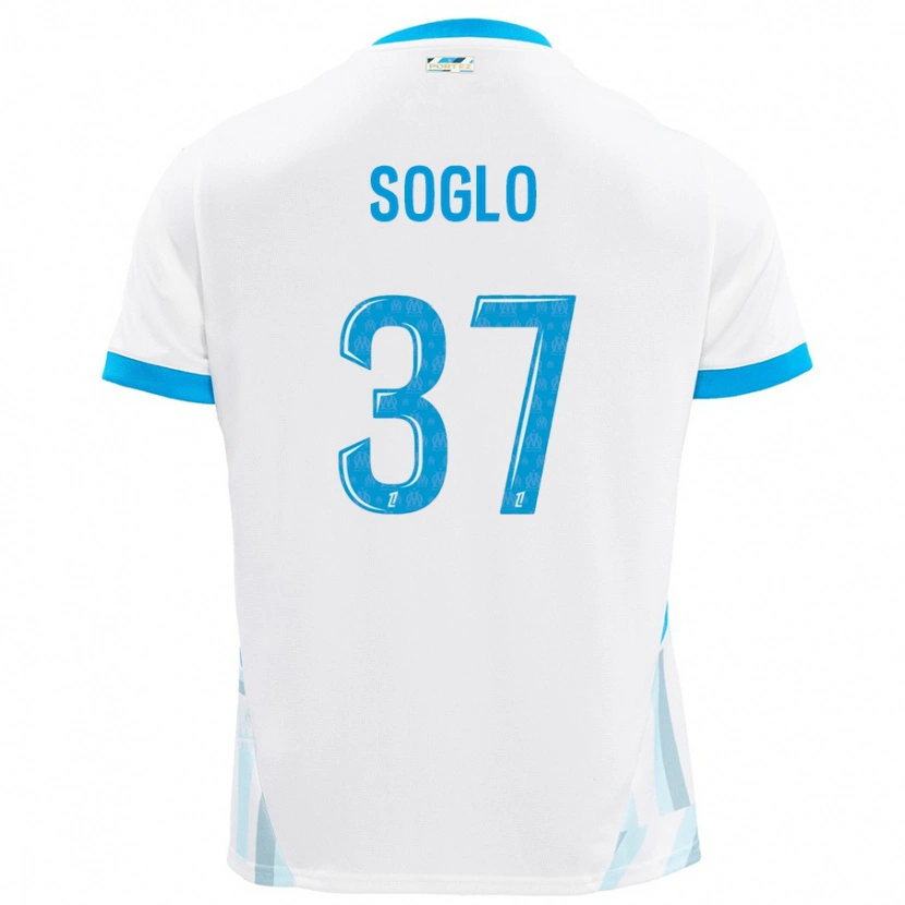 Danxen Hombre Camiseta Emran Soglo #37 Blanco Azul Cielo 1ª Equipación 2024/25 La Camisa México