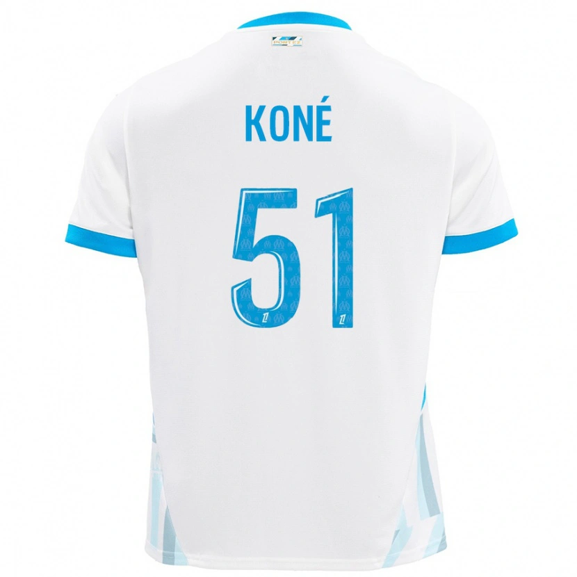 Danxen Hombre Camiseta Ismaël Koné #51 Blanco Azul Cielo 1ª Equipación 2024/25 La Camisa México