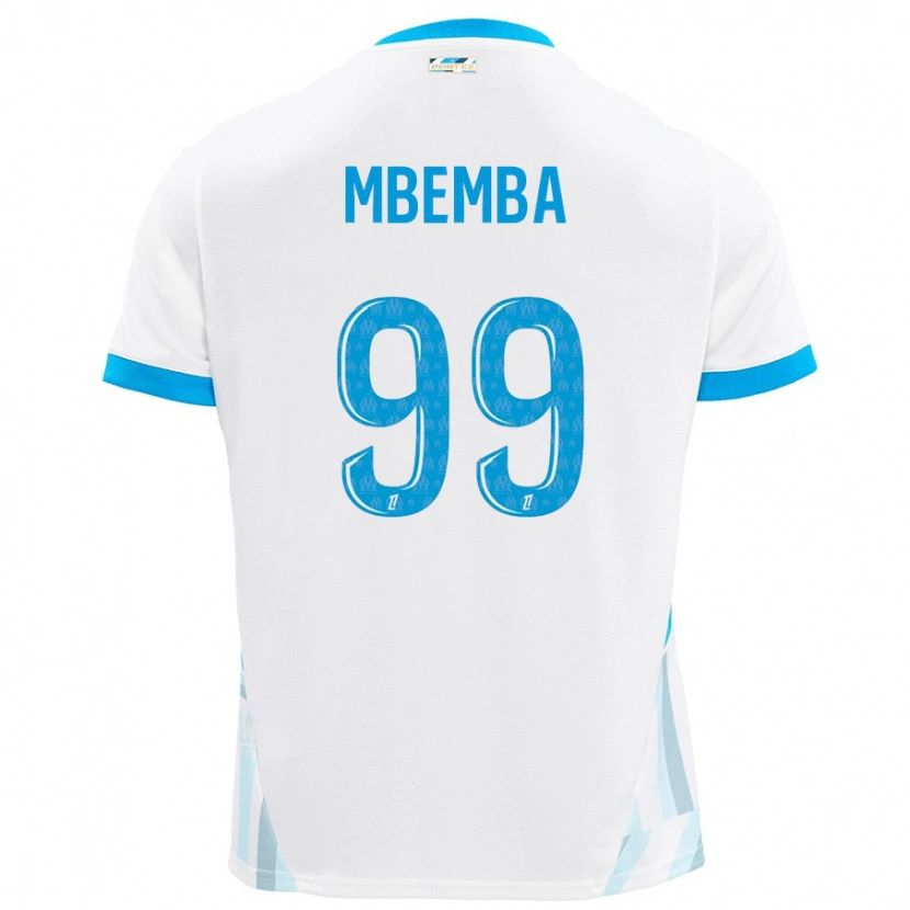 Danxen Hombre Camiseta Chancel Mbemba #99 Blanco Azul Cielo 1ª Equipación 2024/25 La Camisa México