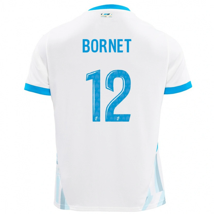 Danxen Hombre Camiseta Camille Bornet #12 Blanco Azul Cielo 1ª Equipación 2024/25 La Camisa México