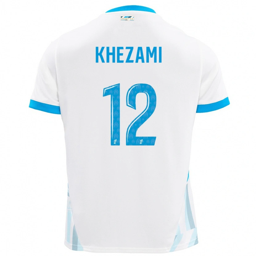 Danxen Hombre Camiseta Roselène Khezami #12 Blanco Azul Cielo 1ª Equipación 2024/25 La Camisa México