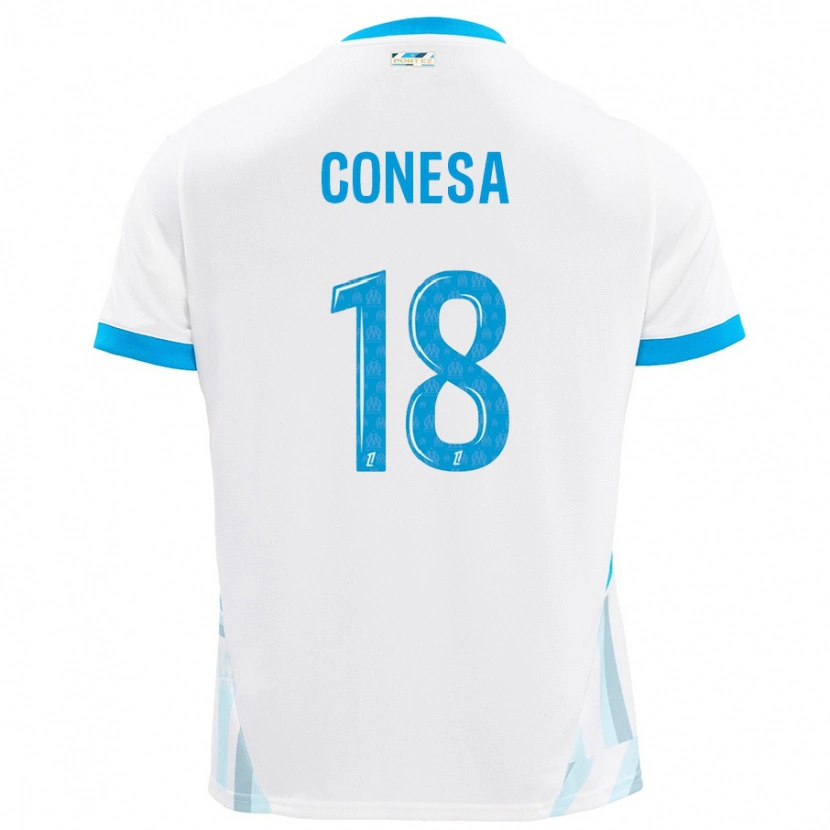 Danxen Hombre Camiseta Anna Conesa #18 Blanco Azul Cielo 1ª Equipación 2024/25 La Camisa México