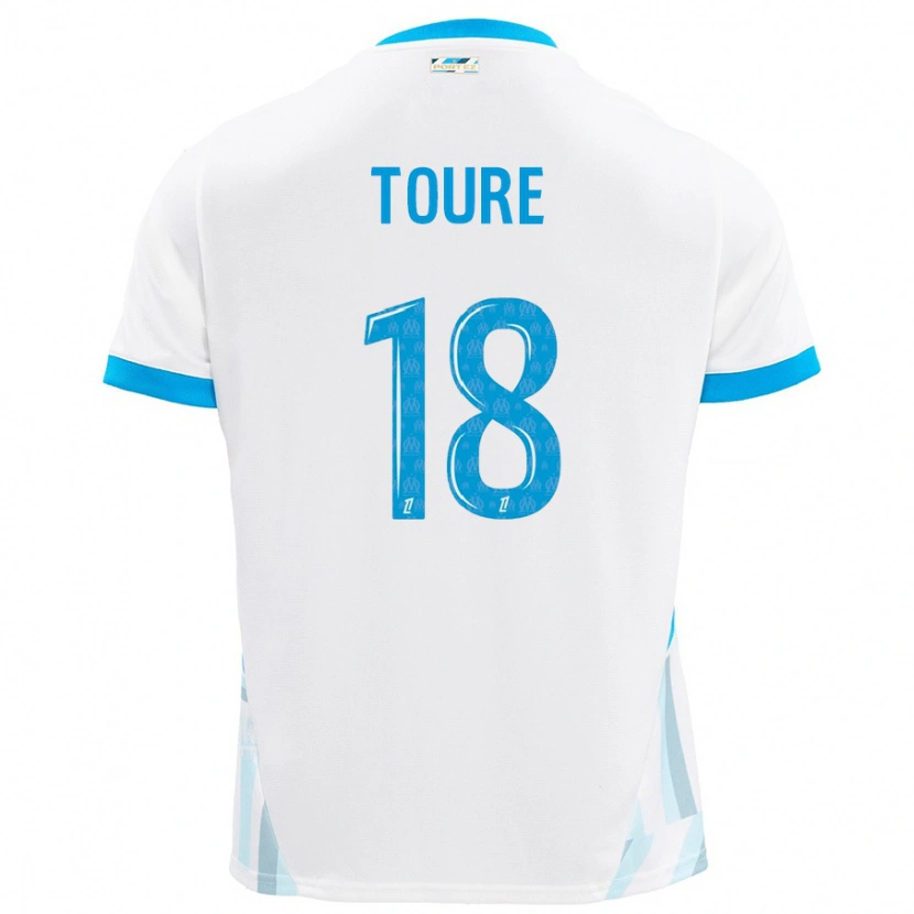 Danxen Hombre Camiseta Isaak Toure #18 Blanco Azul Cielo 1ª Equipación 2024/25 La Camisa México
