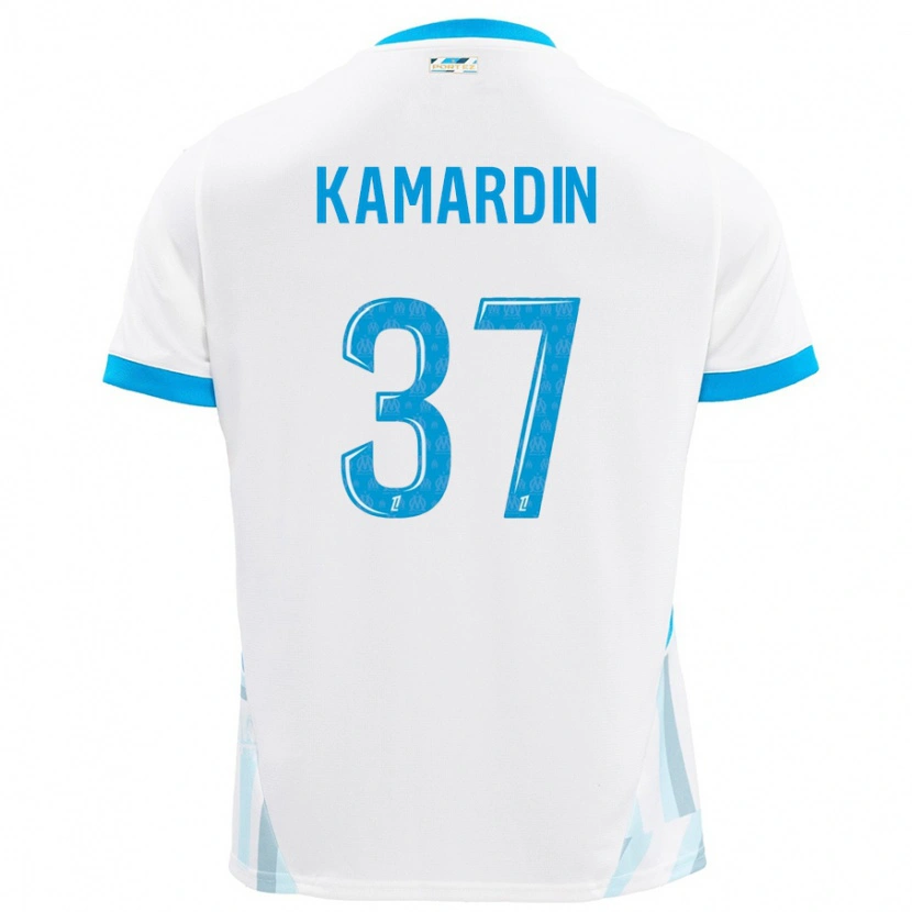 Danxen Hombre Camiseta Aaron Kamardin #37 Blanco Azul Cielo 1ª Equipación 2024/25 La Camisa México