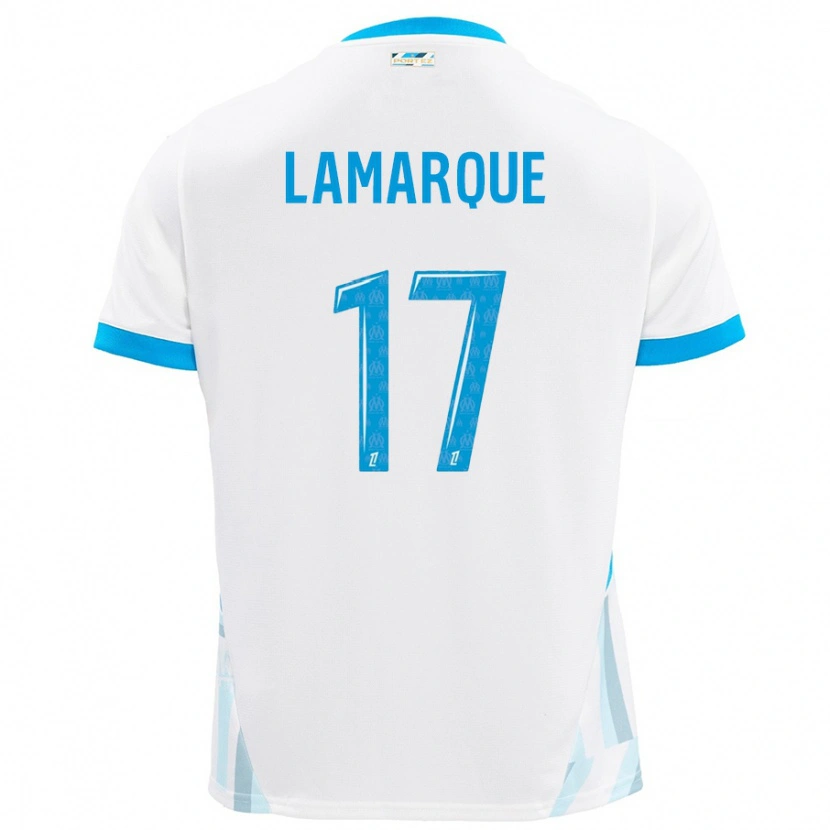 Danxen Hombre Camiseta Alais Lamarque #17 Blanco Azul Cielo 1ª Equipación 2024/25 La Camisa México