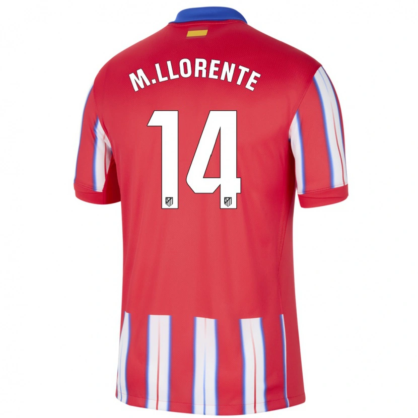 Danxen Hombre Camiseta Marcos Llorente #14 Rojo Blanco Azul 1ª Equipación 2024/25 La Camisa México