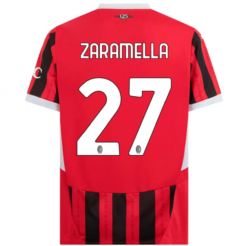 Danxen Hombre Camiseta Mattia Zaramella #27 Rojo Negro 1ª Equipación 2024/25 La Camisa México