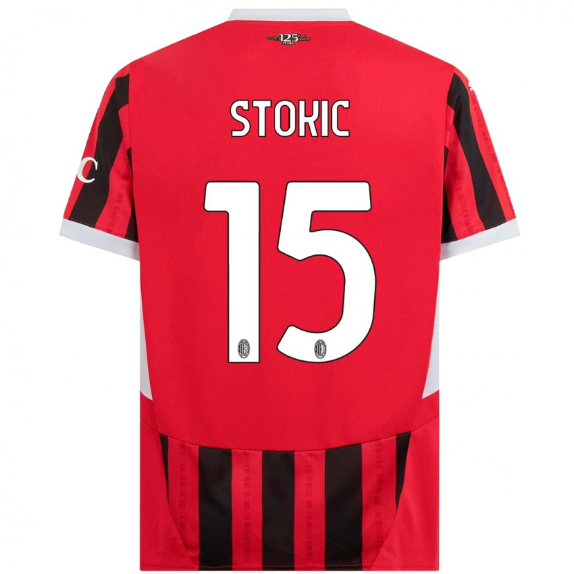 Danxen Hombre Camiseta Sara Stokić #15 Rojo Negro 1ª Equipación 2024/25 La Camisa México