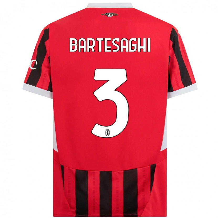 Danxen Hombre Camiseta Davide Bartesaghi #3 Rojo Negro 1ª Equipación 2024/25 La Camisa México