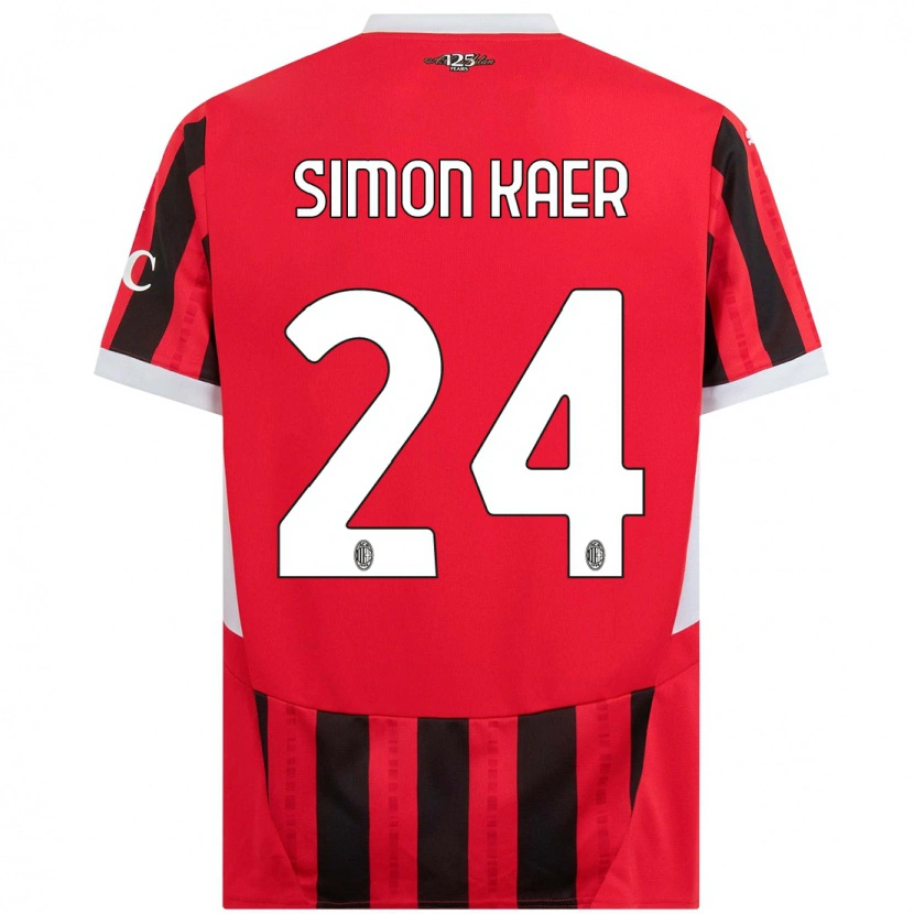 Danxen Hombre Camiseta Simon Kaer #24 Rojo Negro 1ª Equipación 2024/25 La Camisa México