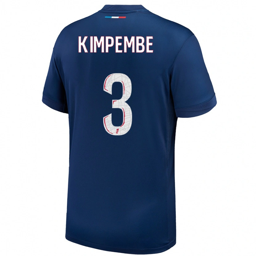 Danxen Hombre Camiseta Presnel Kimpembe #3 Azul Marino Blanco 1ª Equipación 2024/25 La Camisa México